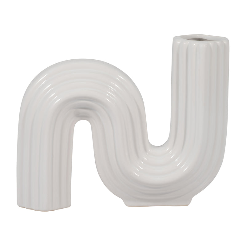 CER, 6" LOOPY VASE, WHITE