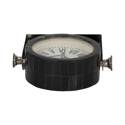 METAL TABLE CLOCK 6'' NICKEL BLACK