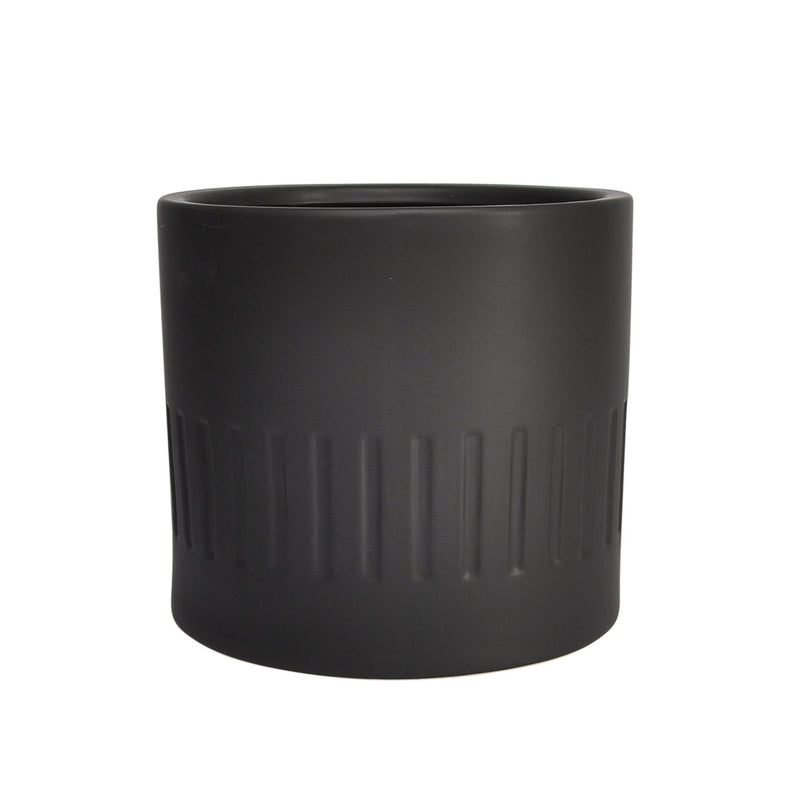 Ec 12" Planter W/ Ridges, Black