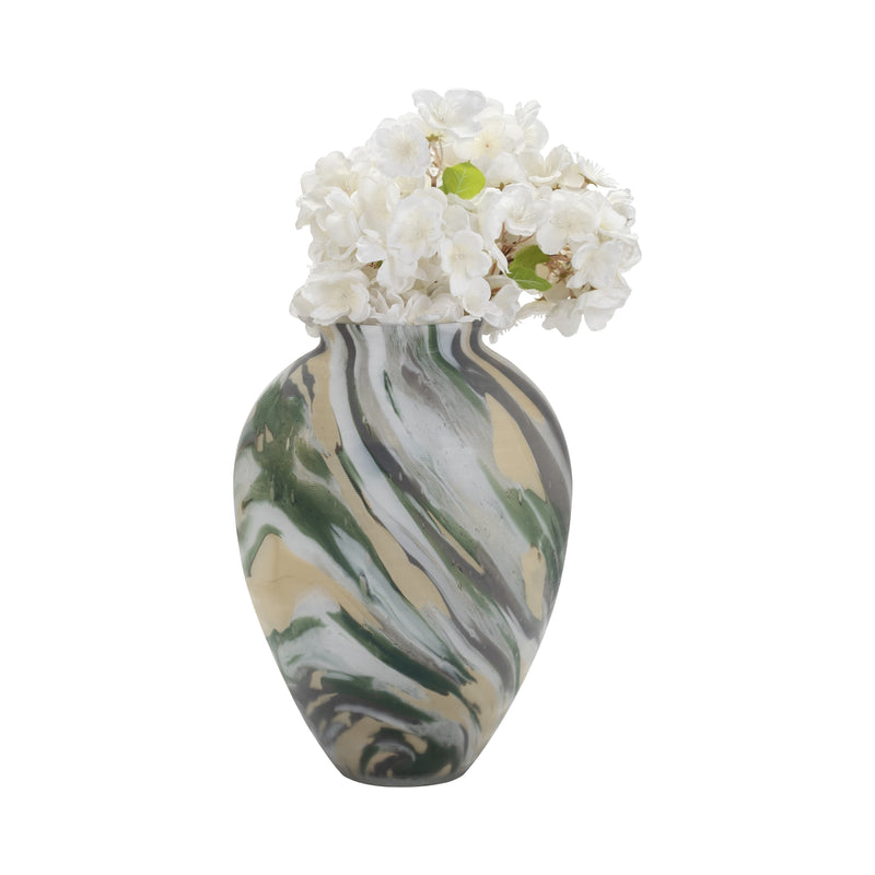 Marco Glass, 12" Marbled Look Vase, Multi