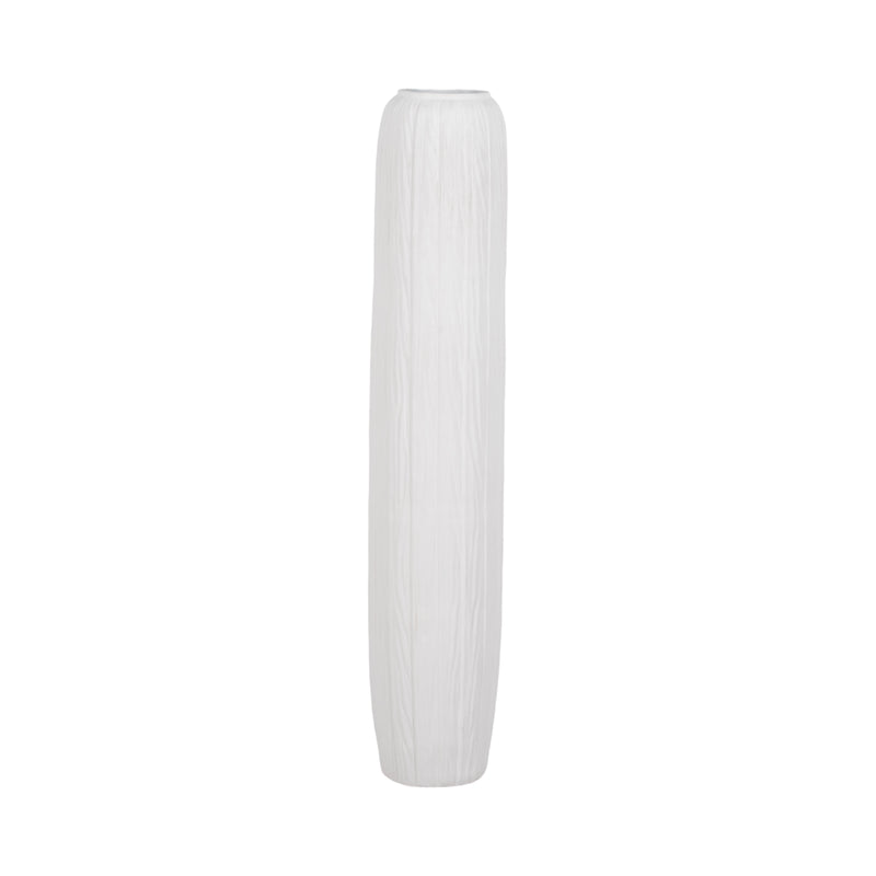 48" Rough Cylinder Floor Vase, White