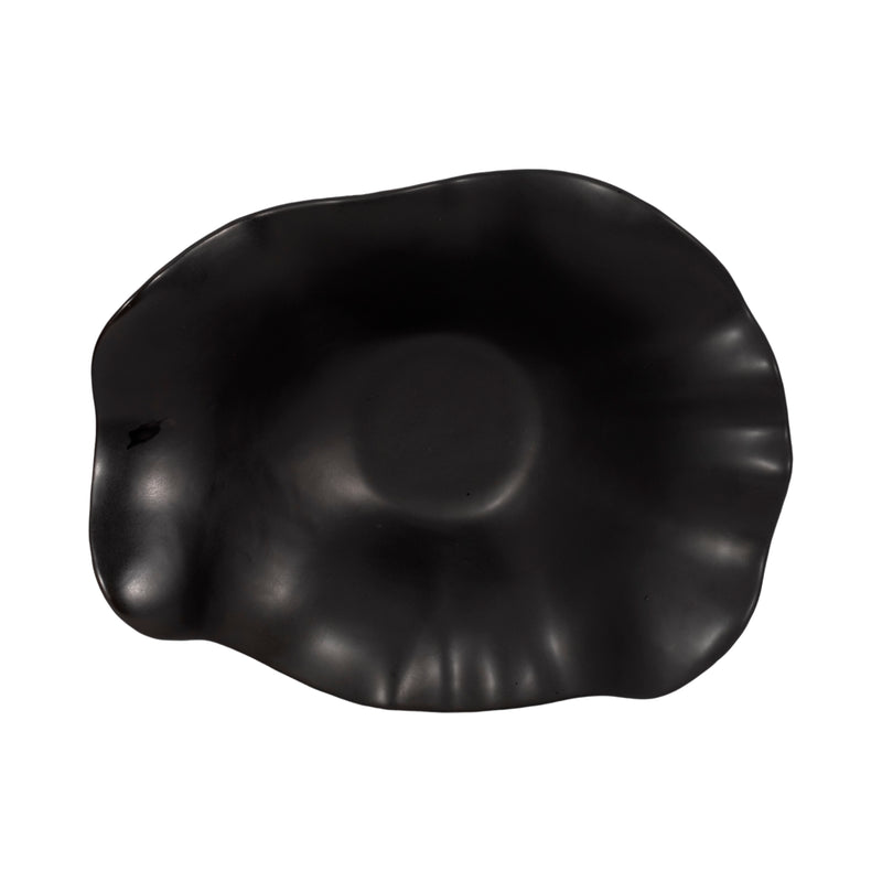 18" Ruffled Edge Bowl Matte Finish, Black