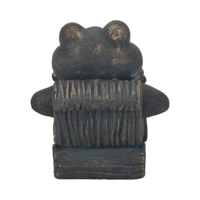 15" Relaxed Frog On Lounger, Bronze