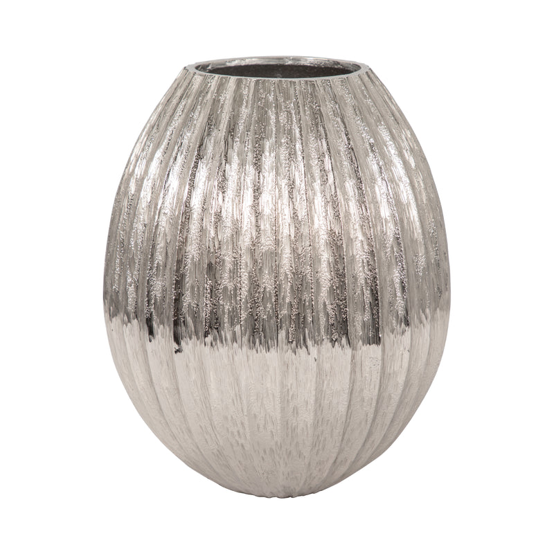 11" Gila Large Metal Cast Vase, Silver