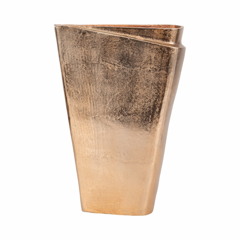 16" Balee Metal Origami Vase, Champagne