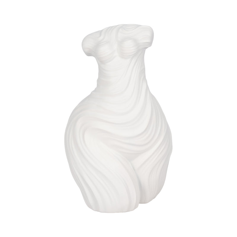 11" Curvy Ribbed Sculpture, White