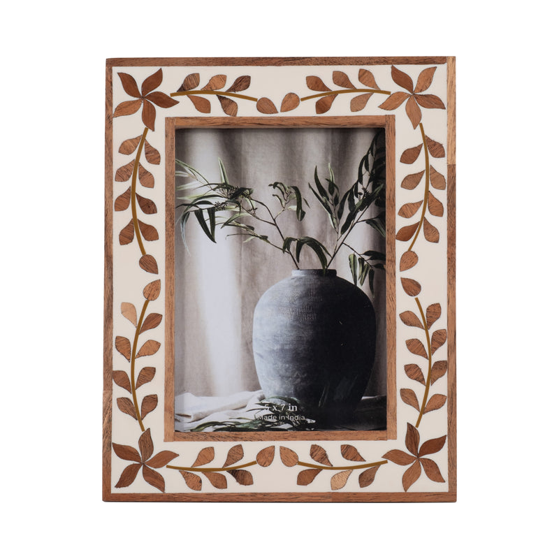 5x7 Wood Inlay Vine Photo Frame, Natural