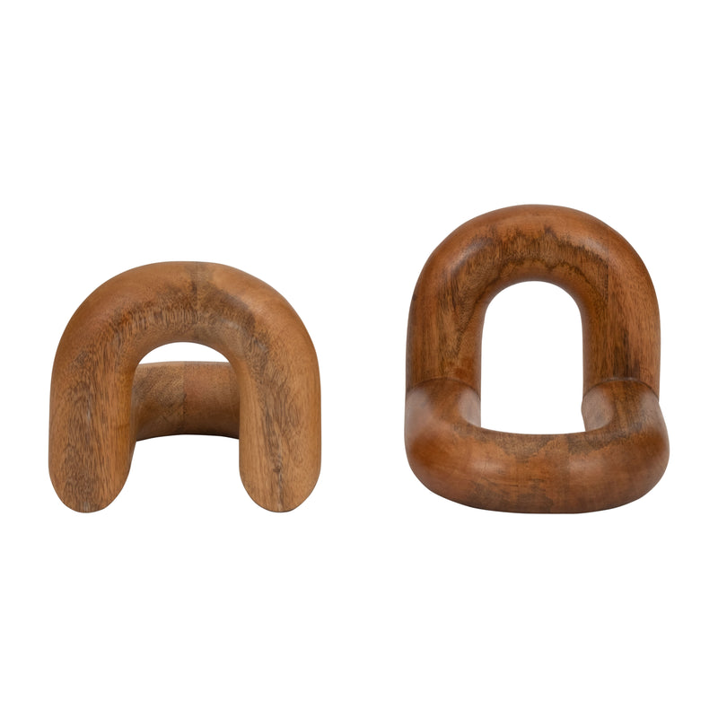 WOOD, S/2 7" LOOPY BOOKENDS, BROWN