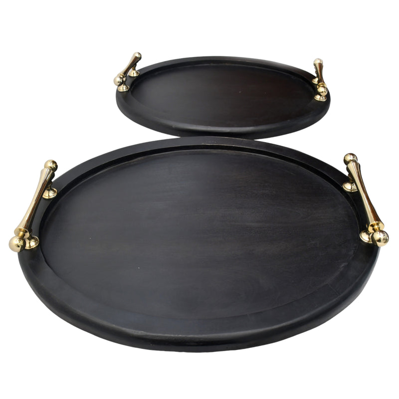 S/2 25/29" Cylde Wood Trays, Black