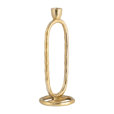 METAL, 11" OPEN OVAL TAPER CANDLEHOLDER, GOLD