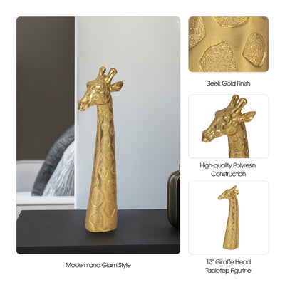 13" Giraffe Head Tabletop Decor, Gold