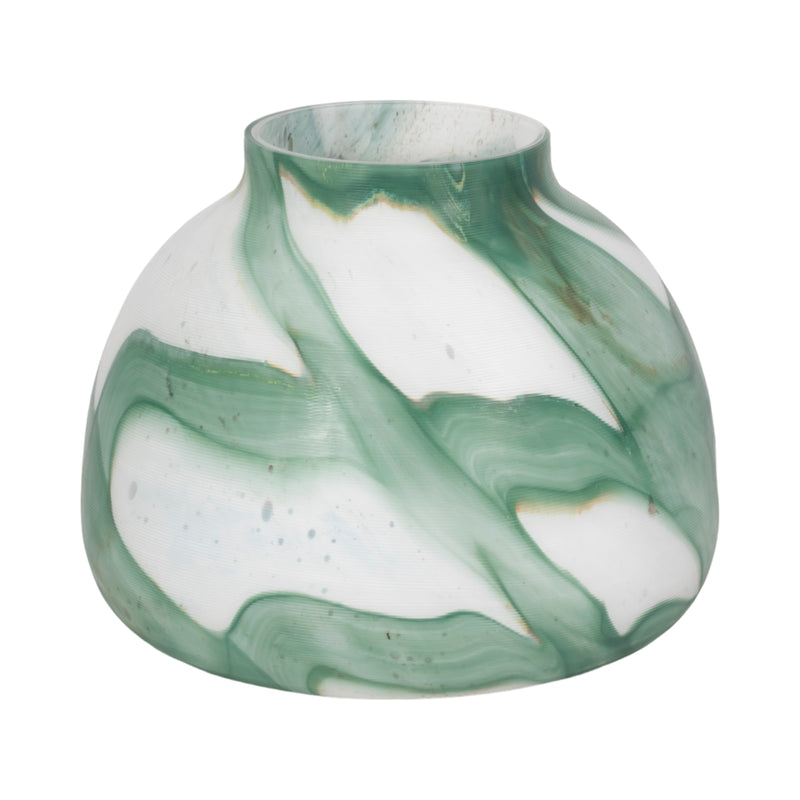 9" Ebb & Flow Vase, Green/clear