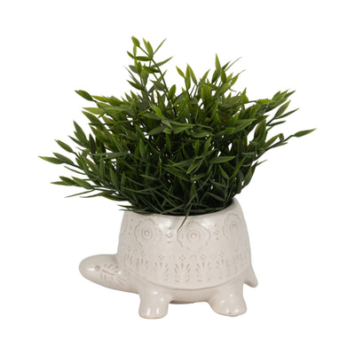 7" Turtle Planter, White