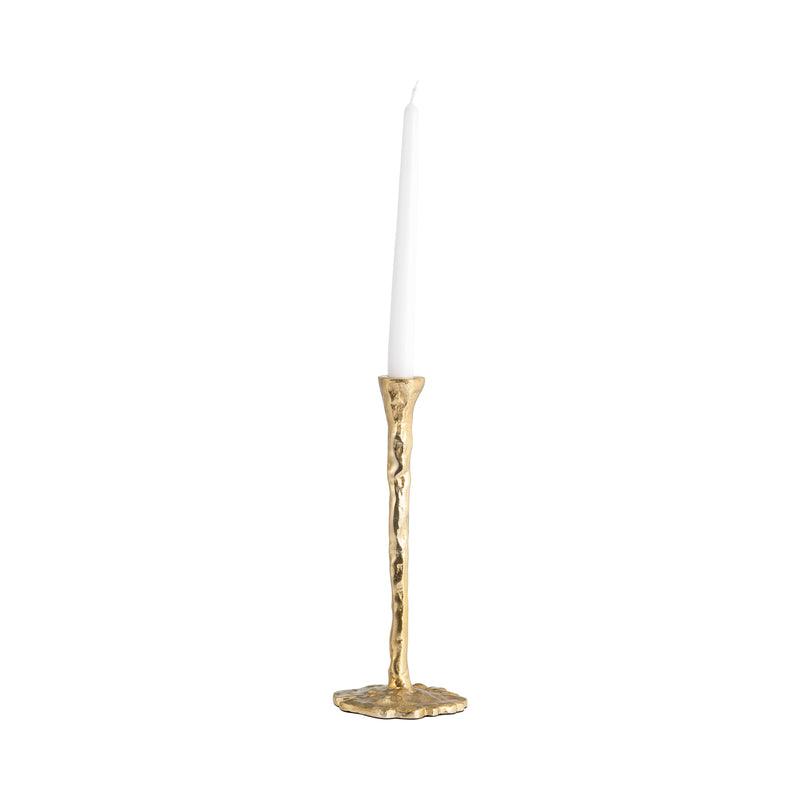 METAL, 15" FORGED TAPER CANDLEHOLDER, GOLD