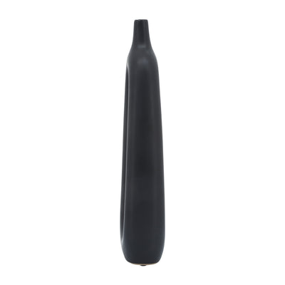 CER, 14"H OPEN CUT-OUT VASE, BLACK