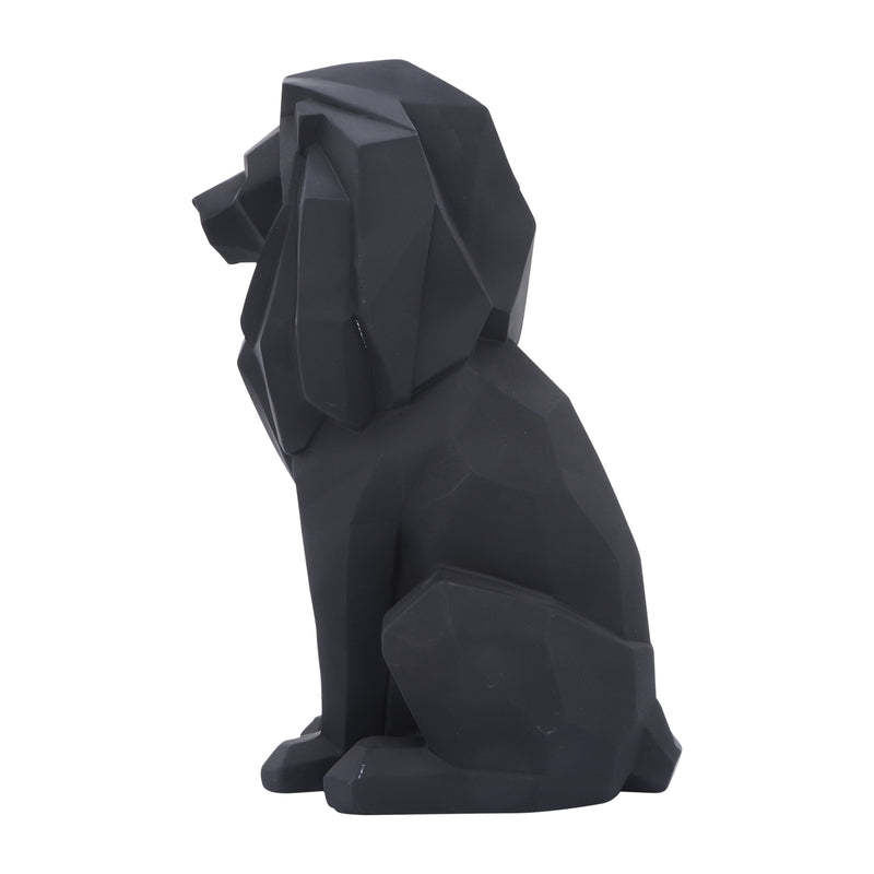 RESIN 11"H SITTING LION, BLACK