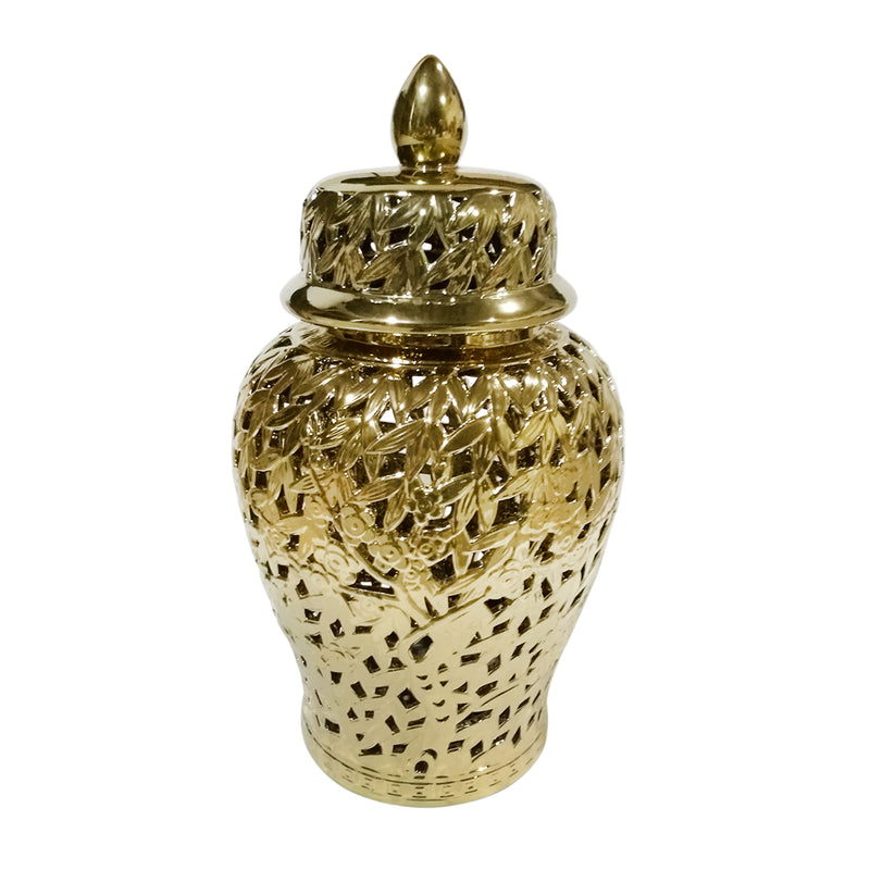 Pierced Gold Temple Jar 24"