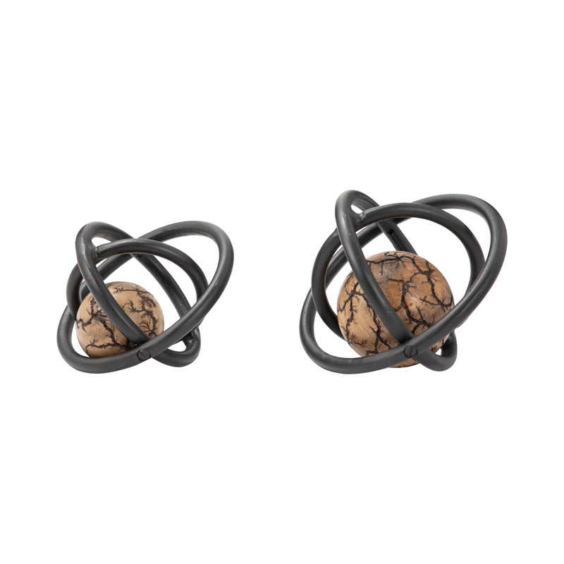 S/2 7/8" Solaro Bronze Metal Orbs