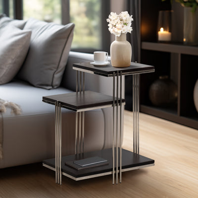 Metal/wood, 24" Three Tier Side Table