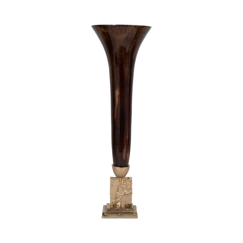 GLASS, 26" TRUMPET VASE, BRONZE