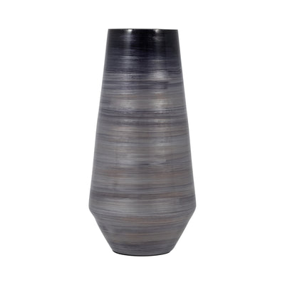 GLASS, 15" ENAMELED VASE, GRAY/BLACK