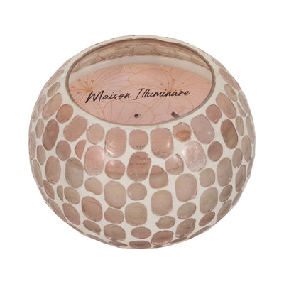 Glass, 5" 19 Oz Mosaic Scented Candle, Soft Pink