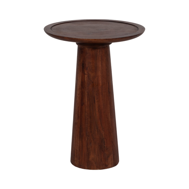 WOOD,16"DX23"H PILLAR SHAPED SIDE TBLE,LT BROWN KD