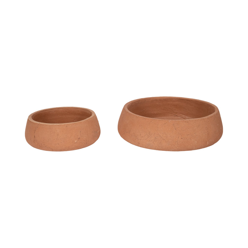 S/2 10/14" Terracotta Bowls, Natural