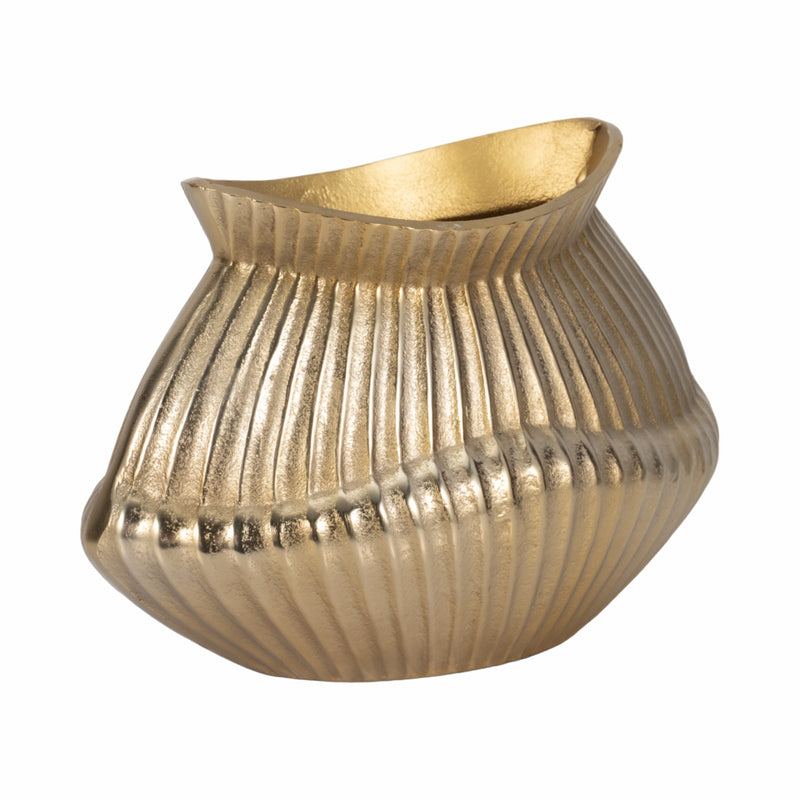 11" Balina Metal Boat Shaped Vase, Gold