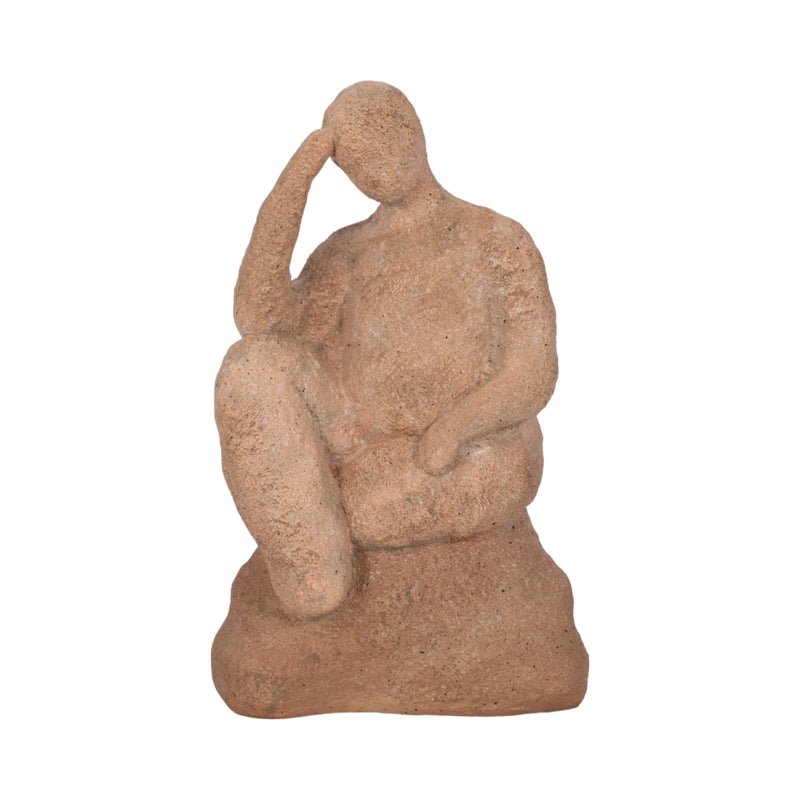 8" Thinking Man On Rock, Terracotta