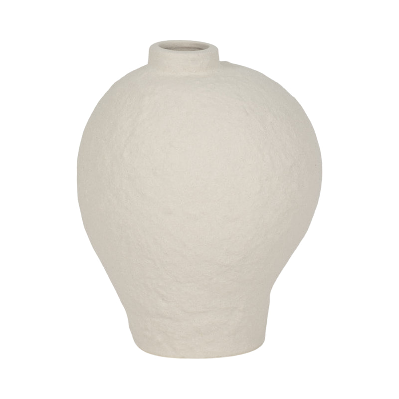 8" Curved Rough Vase, Cream White