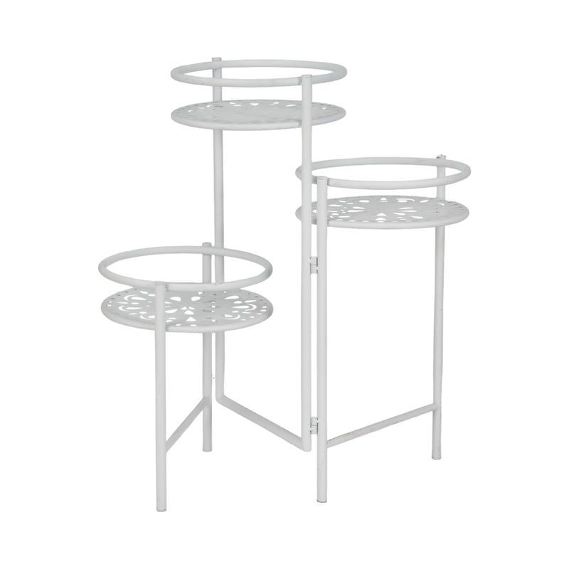 Metal, 22" Folding 3-tier Plant Stand, White