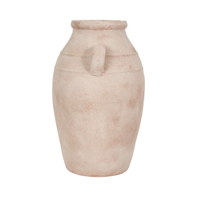 19" Weathered Terracotta Vase, White/natural