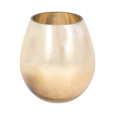 GLASS 8"H METALLIC VASE, GOLD