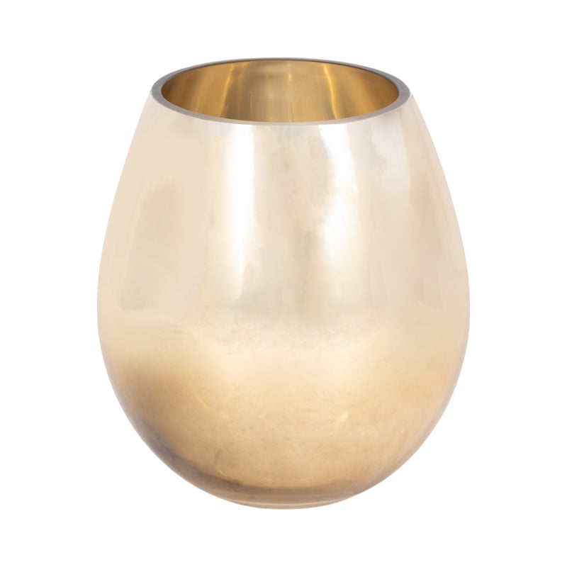 GLASS 8"H METALLIC VASE, GOLD