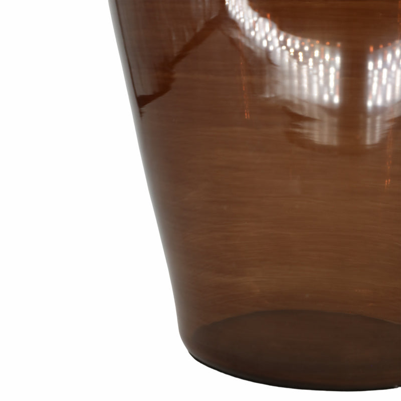 GLASS, 35" VASE WITH CROWN TOP, BROWN