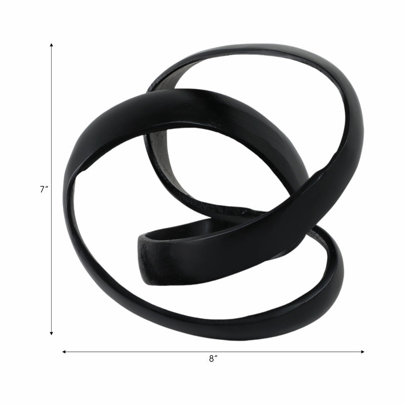 ALUMINUM KNOT SCULPTURE, 7", BLACK