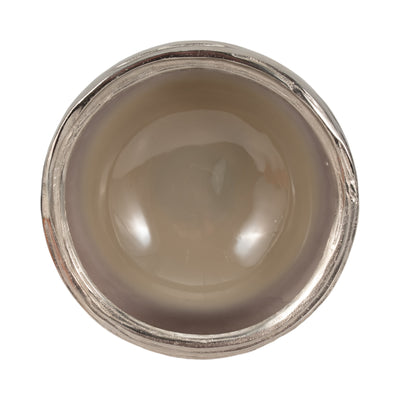 GLASS, 15"D BOWL W/ SILVER BASE, TAUPE NICKEL