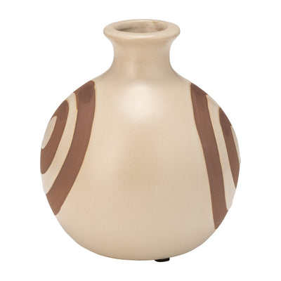 CER, 7"H ABSTRACT VASE, IRISH CREAM