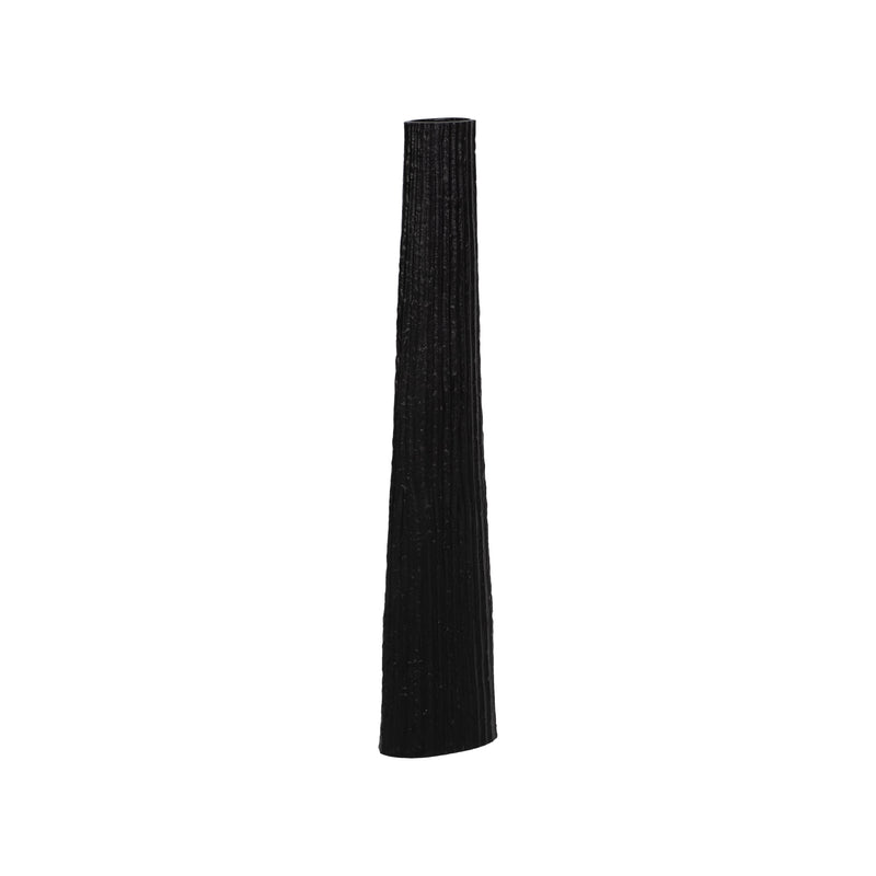 METAL, 35" RIBBED FLOOR VASE, BLACK