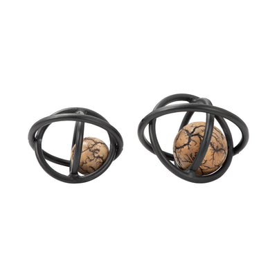 S/2 7/8" Solaro Bronze Metal Orbs