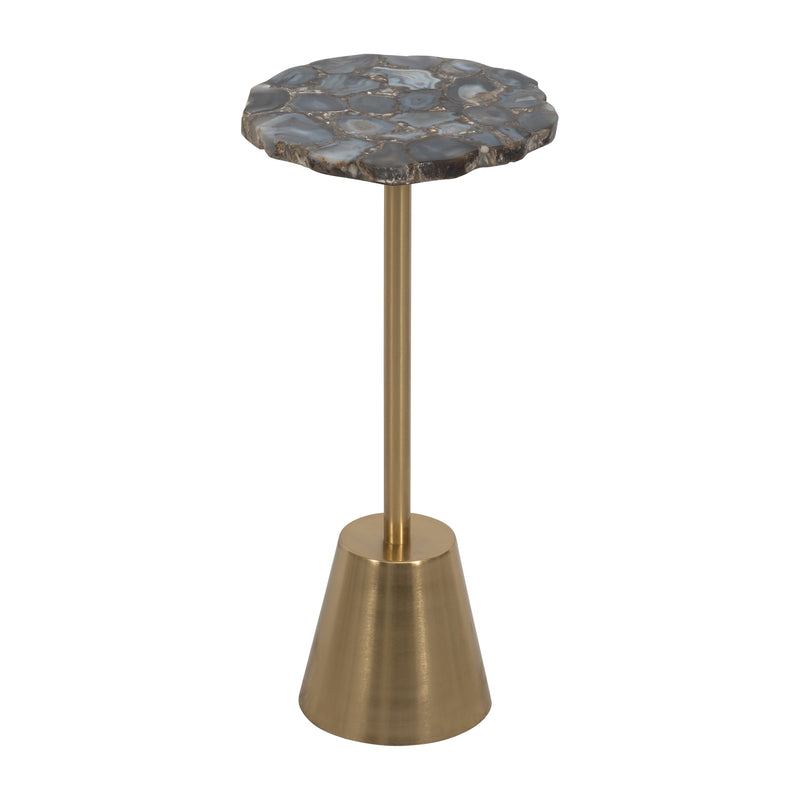 24" ROUGH EDGE AGATE TOP ACCENT TABLE, GOLD