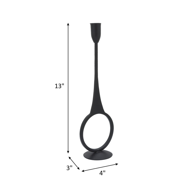 METAL, 13"H ROUND TAPER CANDLE HOLDER, BLACK