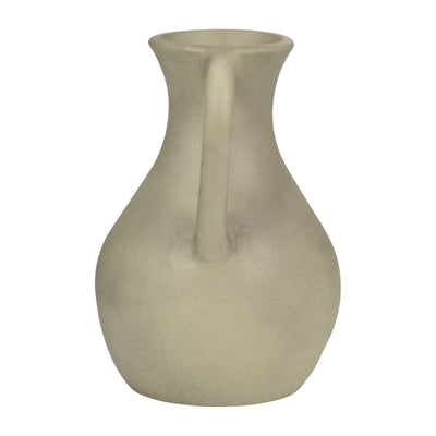 TERRACOTTA, 11" JUG VASE W/ HANDLES, SAGE GREEN