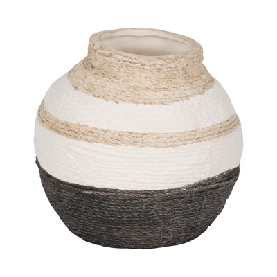 7" Striped Woven Textured Vase, Multi