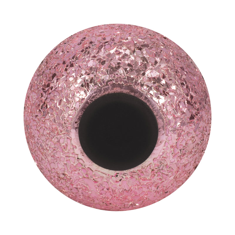 Glass, 5" 17 Oz Crackled Scented Candle, Pink