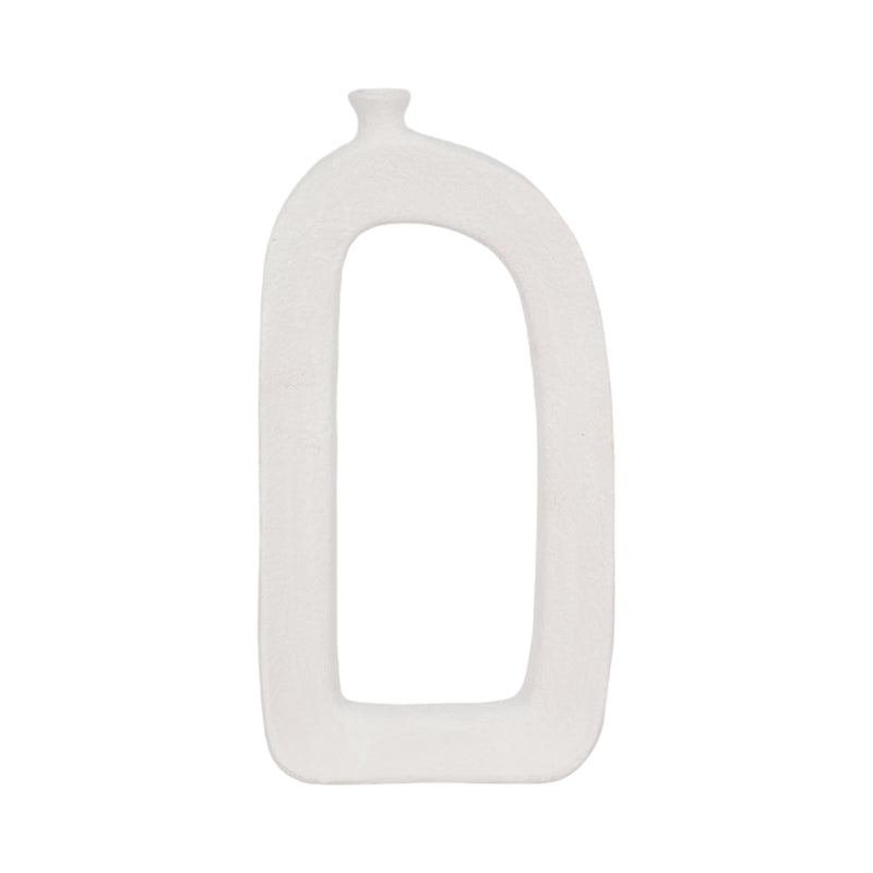 14" Open Cut-out Rough Vase, White