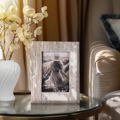 4x6 Curved Marble Photo Frame, Mocha