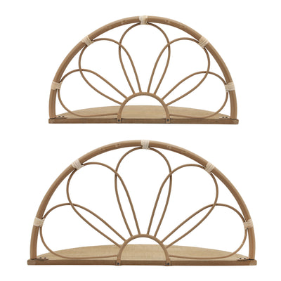 METAL, S/2 11/13" ARCHED FLOWER WALL SHELVES,BROWN