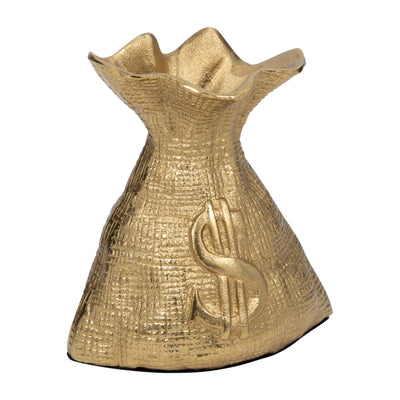 Metal, 8" Money Bag, Gold